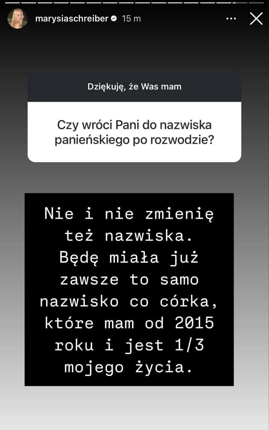 Marianna Schreiber wyjaśnia kwestię zmiany nazwiska