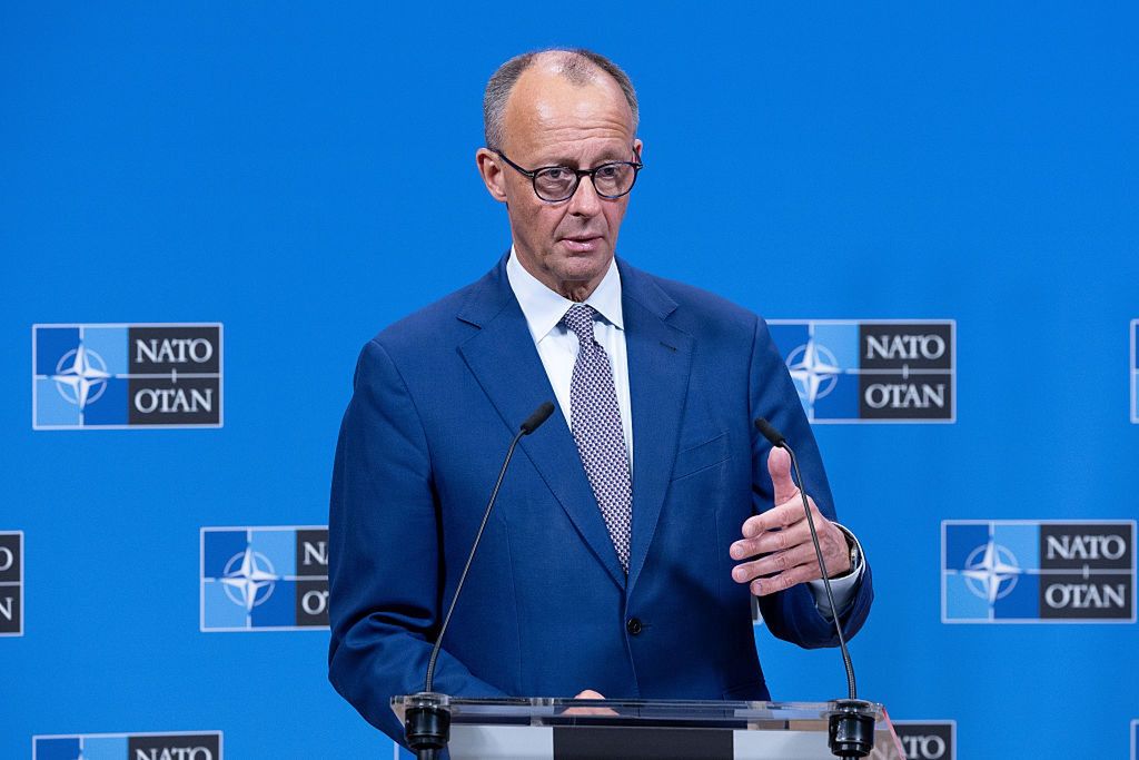 New German Chancellor Friedrich Merz Meets With EU And Nato Leaders In Brussels
BRUSSELS, BELGIUM - MAY 09: Friedrich Merz, Chancellor of Germany, speaks during a joint press conference with Secretary General of NATO Mark Rutte (R) at the NATO headquarters in Brussels on May 09, 2025 in Brussels, Belgium. Friedrich Merz made his first trip here to meet NATO and EU leaders as Germany's new chancellor, following his election to the post on May 6th. (Photo by Omar Havana/Getty Images)
Omar Havana