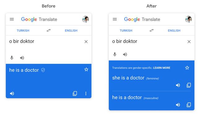 Tłumacz Google przed (po lewej) i po zmianach (po prawej), źródło: Blog Google.