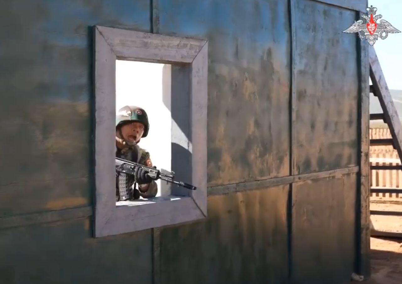 A Russian soldier during training.