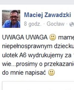 Wydrukuje mamie niepełnosprawnej Zuzi 5 tys. ulotek. Za złotówkę