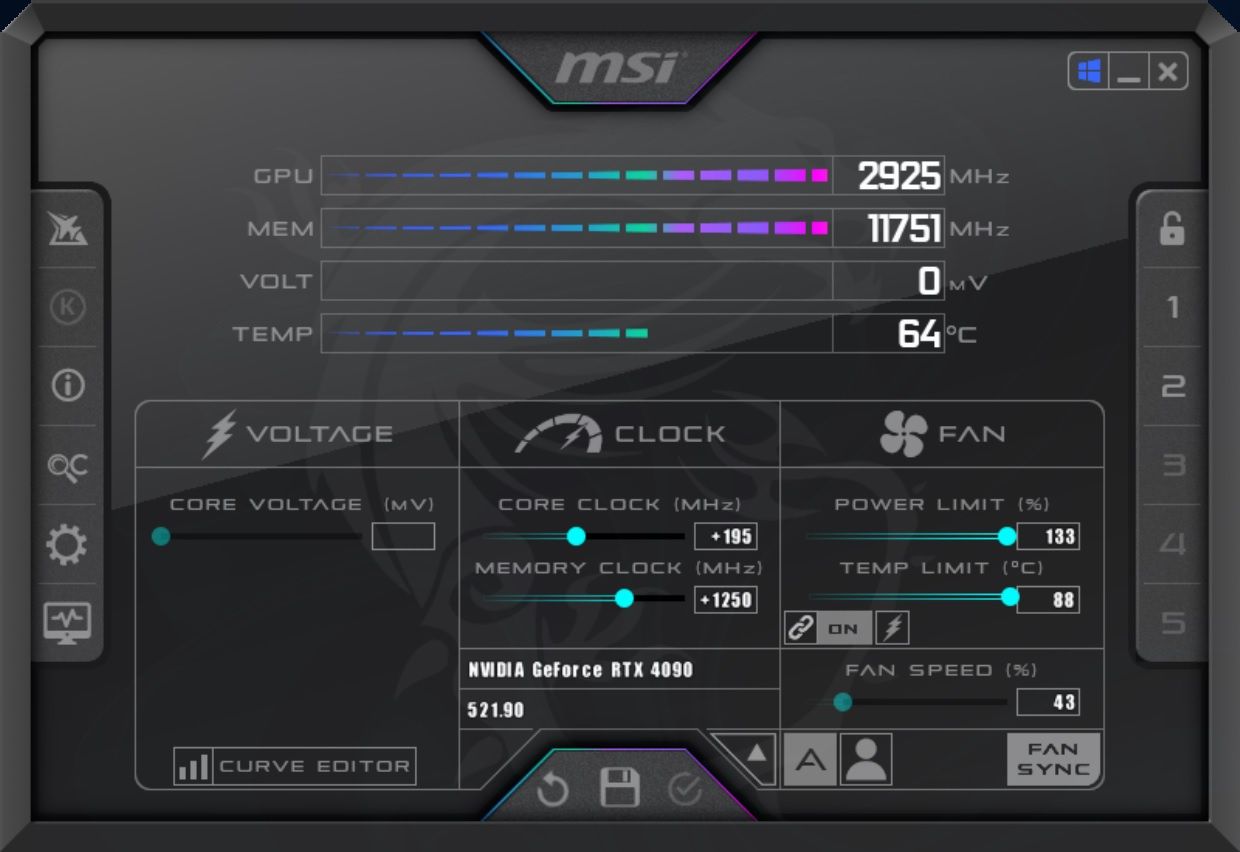 NVIDIA GeForce RTX 4090 Founders Edition - podkręcanie