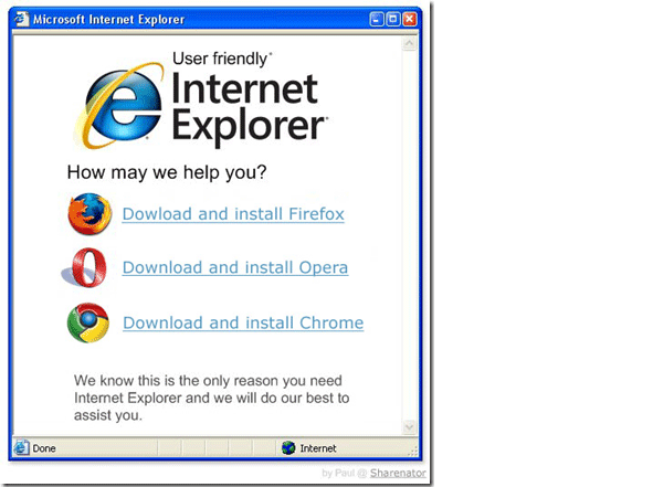Jak wyglądałby Internet Explorer przyjazny użytkownikowi?