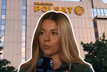 Maja Chwalińska na tle siedziby Polsatu (fot. Polsat Sport)
