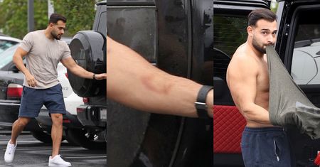 Mąż Britney Spears zmienia koszulkę na parkingu. Na jego ciele można było dostrzec siniaki (ZDJĘCIA)