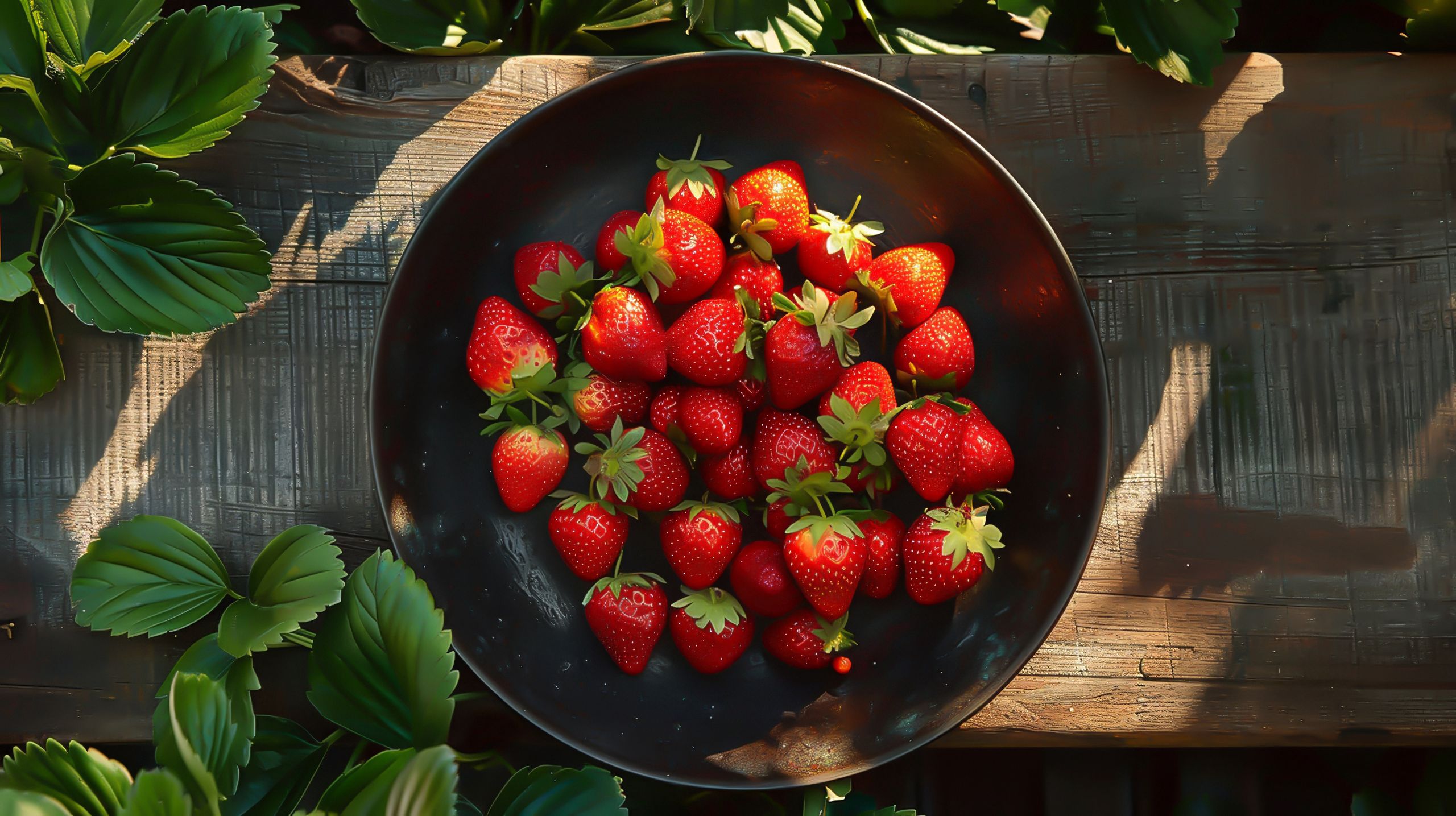 Świeżo zebrane truskawki w ceramicznej miseczce