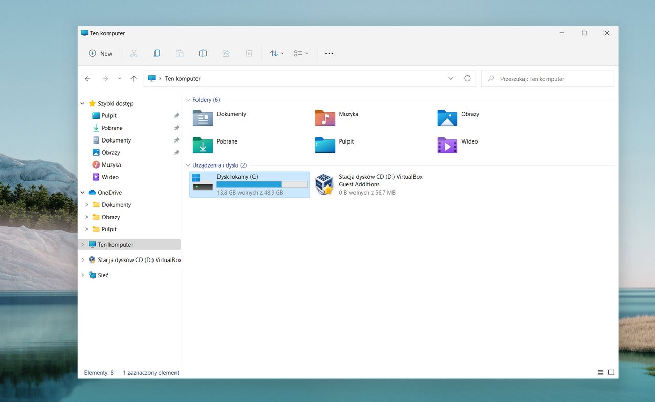 Windows 11 - zrzut ekranu z pierwszej testowej kompilacji