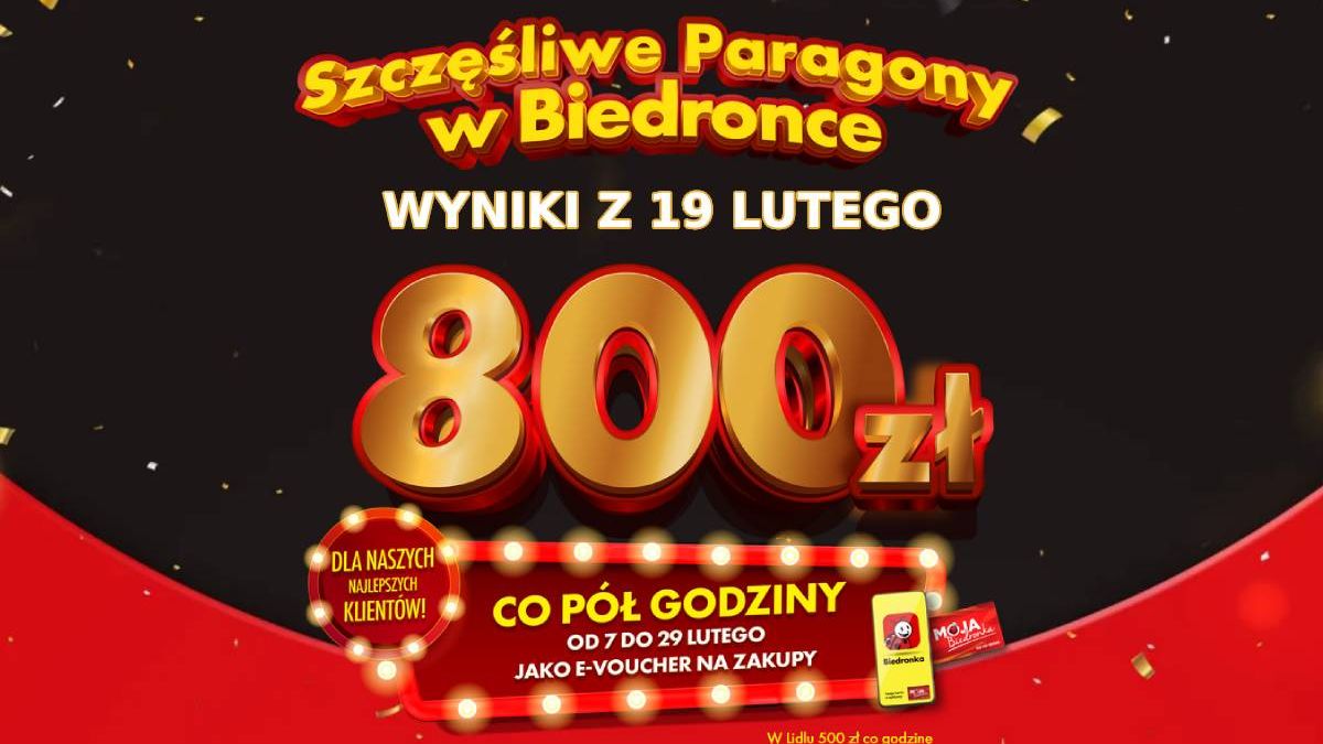 Biedronka Szczęśliwe Paragony - wyniki z 19 lutego