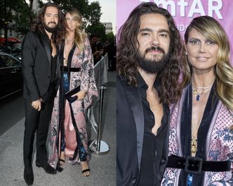 Dumna Heidi Klum pozuje z ukochanym gitarzystą Tokio Hotel na paryskiej gali amfAR (ZDJĘCIA)