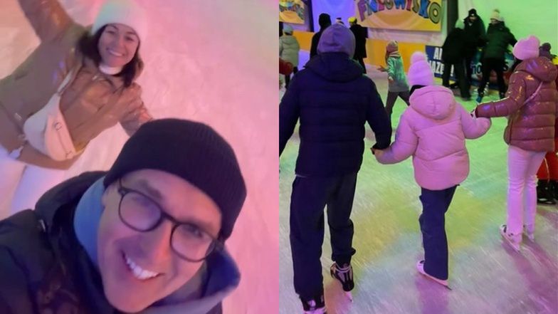 Katarzyna Cichopek wyciągnęła partnera i dzieci na lodowisko