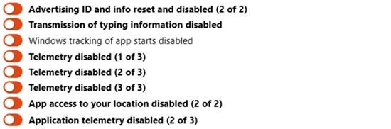 ShutUp10 - funkcje ponownie wlaczone po windows update