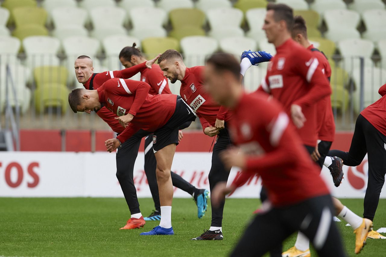 Gdańsk, 06.10.2020. Piłkarze reprezentacji Polski podczas treningu na stadionie Energa w Gdańsk