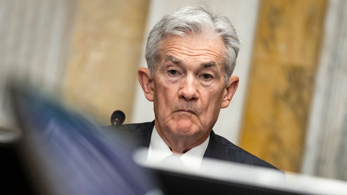 Jerome Powell, chairman of the US Federal Reserve, during a Financial Stability Oversight Council meeting at the Treasury Department in Washington, DC, US, on Friday, May 10, 2024. US Treasury Secretary Janet Yellen previewed the Financial Stability Oversight Council's first report assessing the threats introduced by nonbank mortgage firms, which have escaped the strong regulation reserved for traditional banks despite displacing them in the market. Photographer: Samuel Corum/Bloomberg via Getty Images