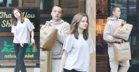 16-letnie bliźnięta Brada Pitta i Angeliny Jolie wracają z zakupów. Vivienne wygląda jak KOPIA MAMY