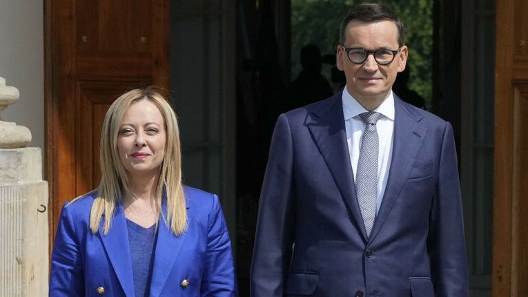 Premier Włoch Giorgia Meloni oraz premier Polski Mateusz Morawiecki