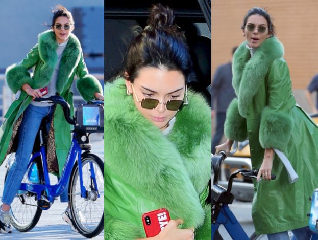 Kendall Jenner świętuje 23. urodziny w wielkim, zielonym płaszczu