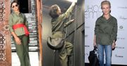 Najmodniejsze koszule khaki w stylizacjach celebrytek