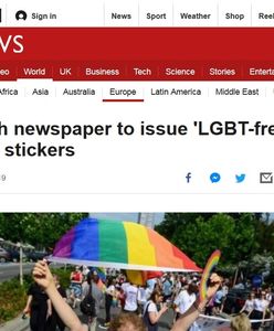 "Strefa wolna od LGBT". BBC News o kontrowersyjnych naklejkach "Gazety Polskiej"