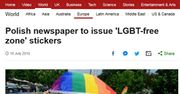 "Strefa wolna od LGBT". BBC News o kontrowersyjnych naklejkach "Gazety Polskiej"