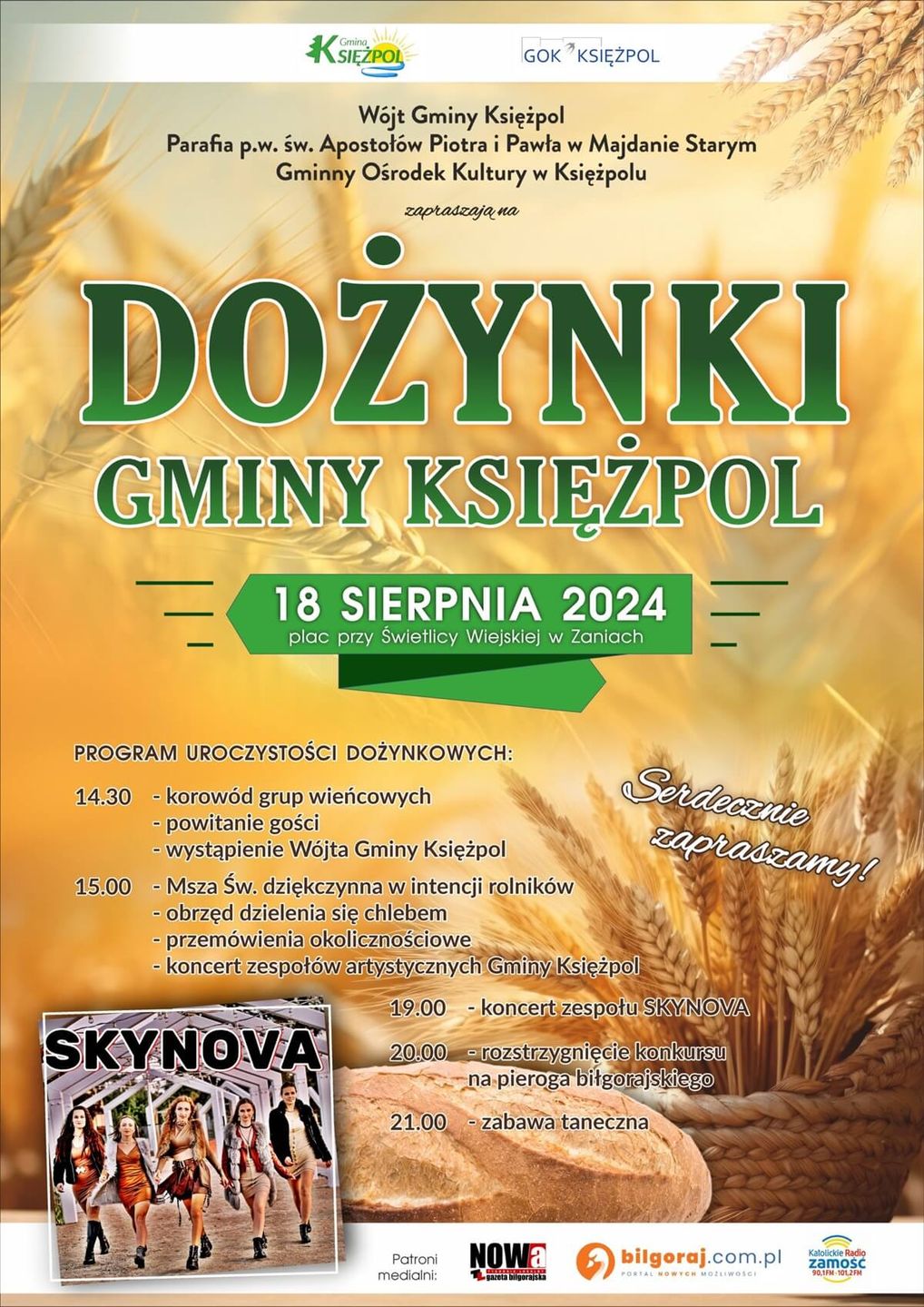 Dożynki w Zaniach 2024 - plakat, program wydarzenia