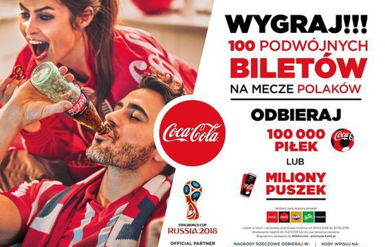Coca-Cola z mundialową loterią, rozdaje bilety na mecze Polaków, piłki i napoje