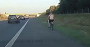 Jechał rowerem autostradą. Policja pokazała wideo
