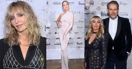 Gwiazdy pozują na pokazie Zienia: Anna Wyszkoni w diamentowym "biustonoszu", dostojna Marina Łuczenko i Wojciech Modest Amaro z żoną (ZDJĘCIA)