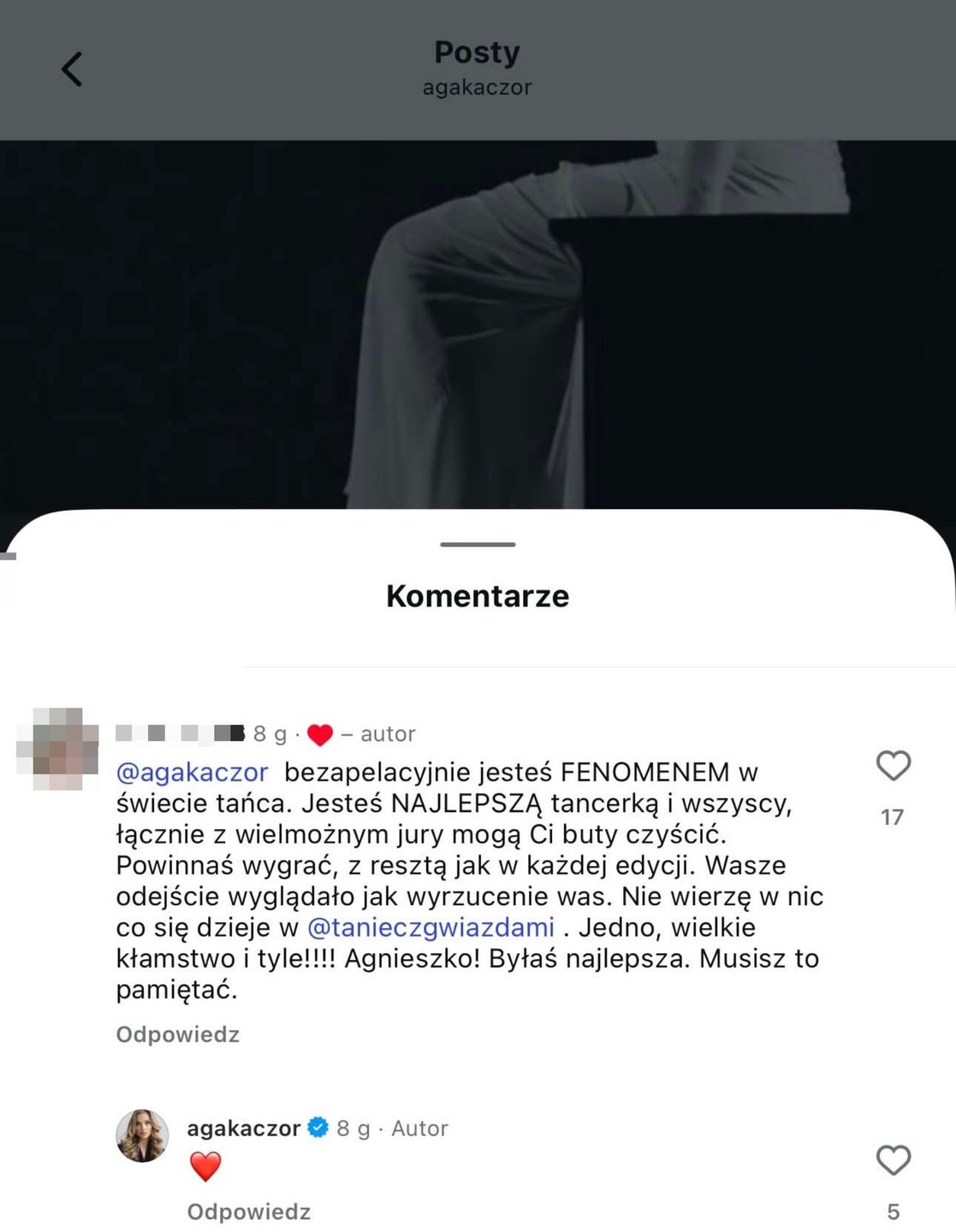 Komentarze na IG Agnieszki Kaczorowskiej