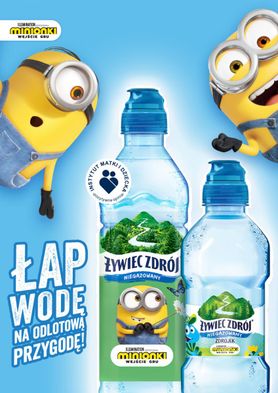 Minionki na opakowaniach wody Żywiec Zdrój