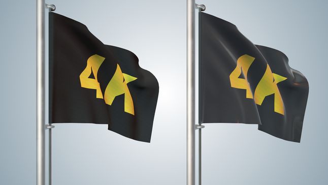 Zdjęcie 4k video yellow flag waving two styles pochodzi z serwisu Shutterstock