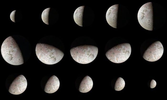 Mozaika zdjęć jowiszowego księżyca Io