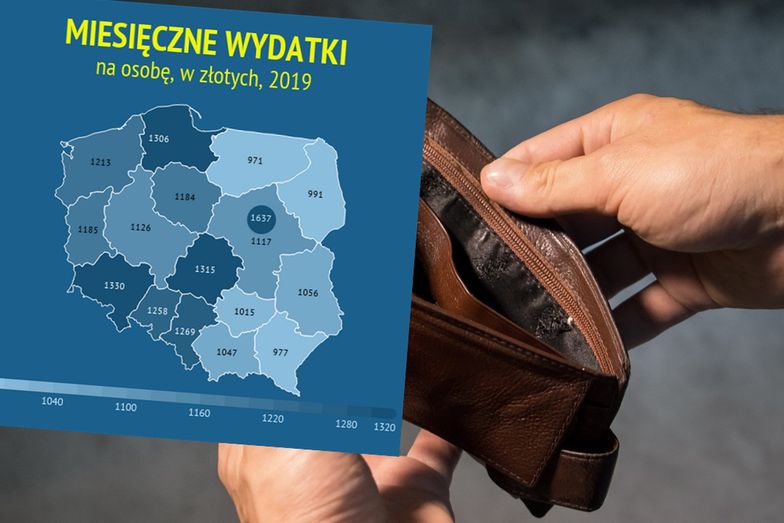 Przeciętna rodzina w Warszawie wydaje miesięcznie średnio ponad 2600 zł więcej niż rodzina na Warmii i Mazurach.