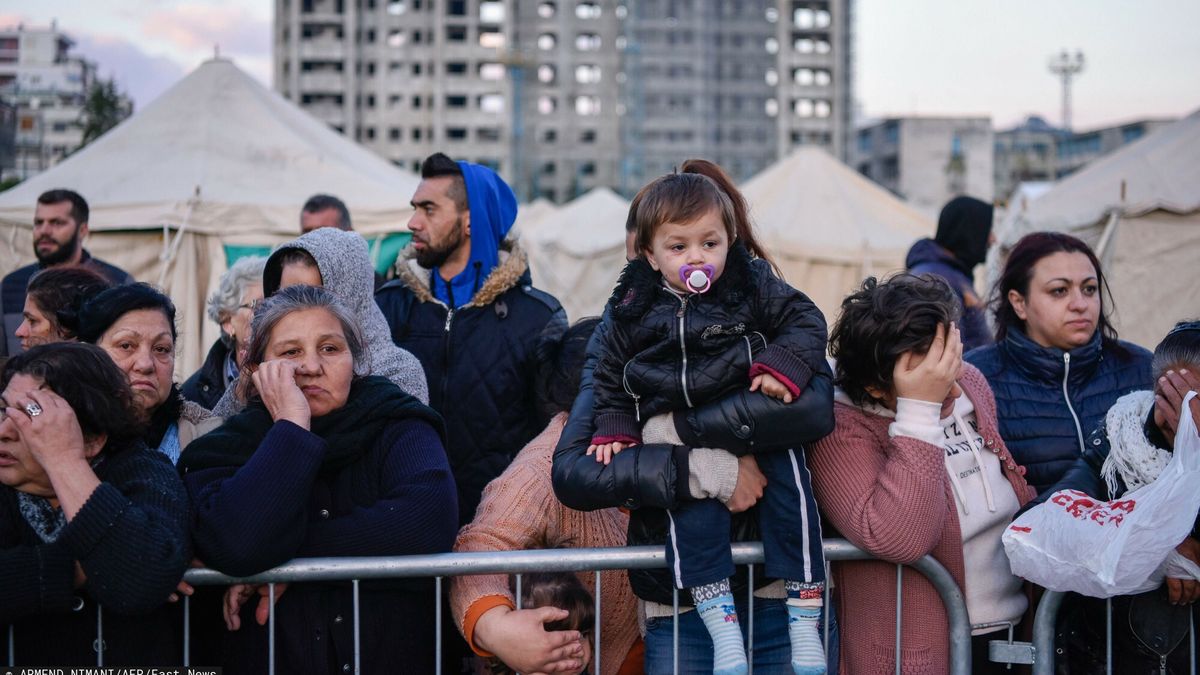 Temporary
Albanians wait in line for food at a makeshift camp at the soccer stadium in Durres, western Albania on November 27, 2019, after the strongest earthquake in decades claimed at least 20 lives, with victims trapped in the debris of toppled buildings. - Albanian rescuers dug through rubble as desperate survivors trapped in toppled buildings cried out for help on November 26, after the strongest earthquake in decades killed at least 16 people and left hundreds injured. The 6.4 magnitude quake struck before dawn at 3:54 am local time (0254 GMT), with an epicentre 34 kilometres (about 20 miles) northwest of the capital Tirana, according to the European-Mediterranean Seismological Centre. (Photo by Armend NIMANI / AFP)
ARMEND NIMANI