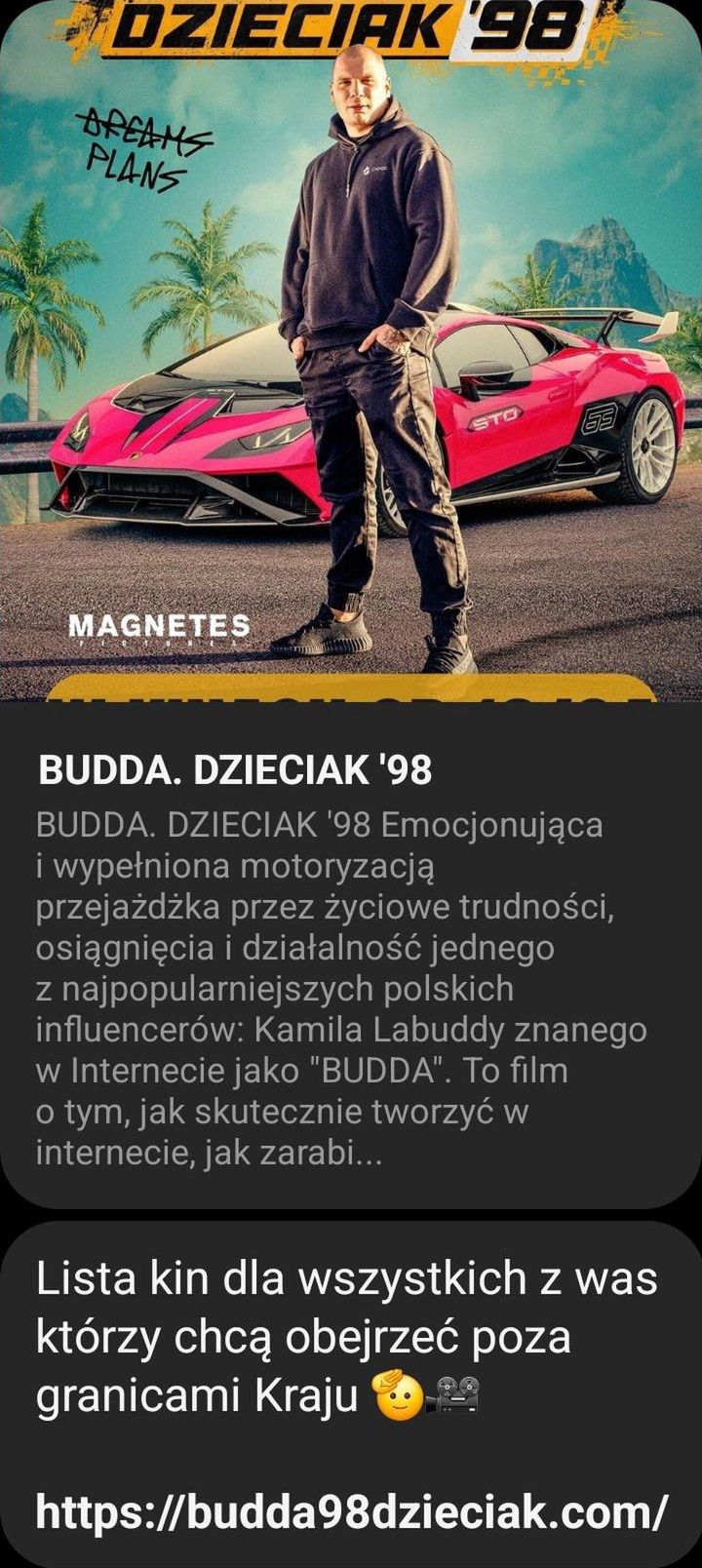 "Budda. Dzieciak '98". Youtuber podał listę zagranicznych kin