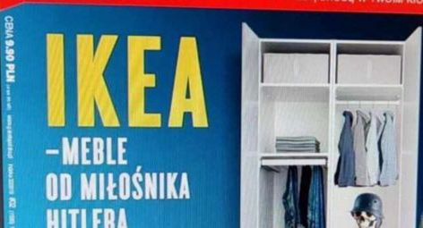 Okładka Gazety Polskiej ze szkieletem w szafie IKEI. Będzie pozew?