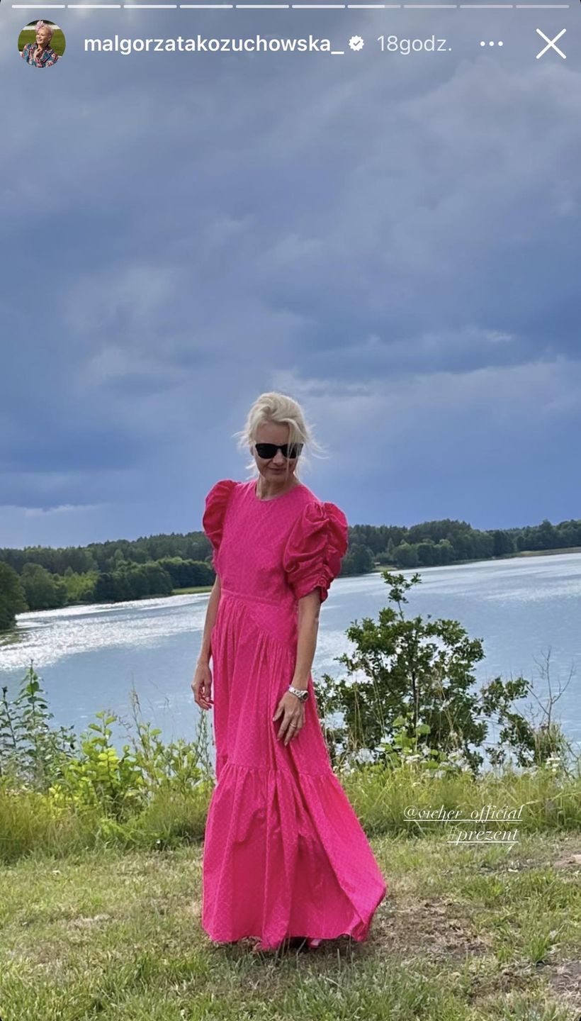 Małgorzata Kożuchowska w różowej maxi 