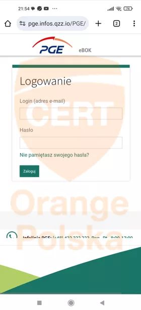 Fałszywa strona PGE