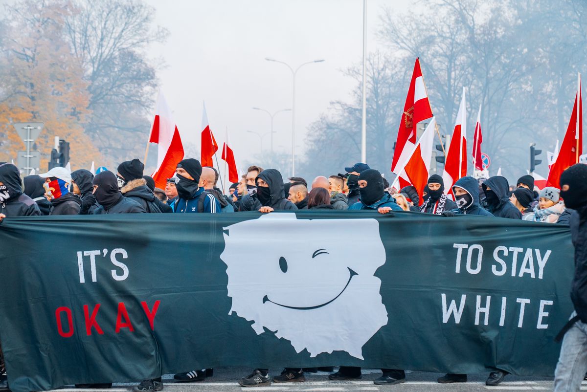 Michalski: "Patoriotyzm" pod skrzydłami państwa. Zdjęcie z Marszu Niepodległości w Warszawie, 11 listopada 2021. 