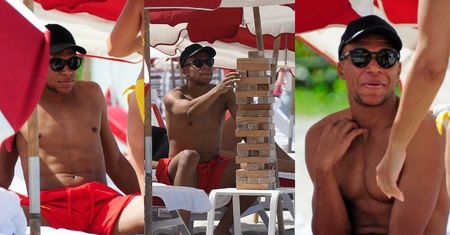 Kylian Mbappe eksponuje wysportowane ciało na plaży podczas wakacji z koleżankami w Miami (ZDJĘCIA)