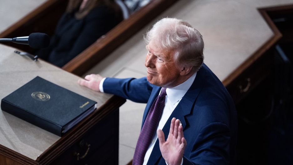 UNITED STATES - MARCH 4: President Donald Trump delivers his address to a joint session of Congress in the House Chamber of the U.S. Capitol on Tuesday, March 4, 2025. (Tom Williams/CQ-Roll Call, Inc via Getty Images)