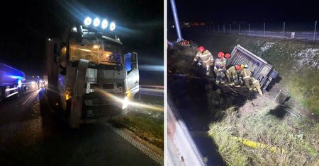 Poważny wypadek na S7. Ranny 60-letni kierowca ciężarówki