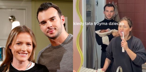 Olga Frycz dodała film z dwutygodniowym synem i zażartowała z Alberta Kosińskiego. "Kiedy tata trzyma dziecko"