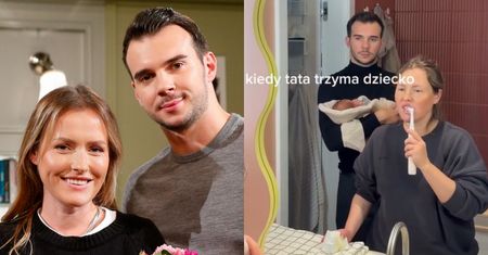 Olga Frycz dodała film z dwutygodniowym synem i zażartowała z Alberta Kosińskiego. "Kiedy tata trzyma dziecko"