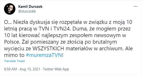 Kamil Durczok komentuje wycięcie z urodzinowych materiałów TVN24