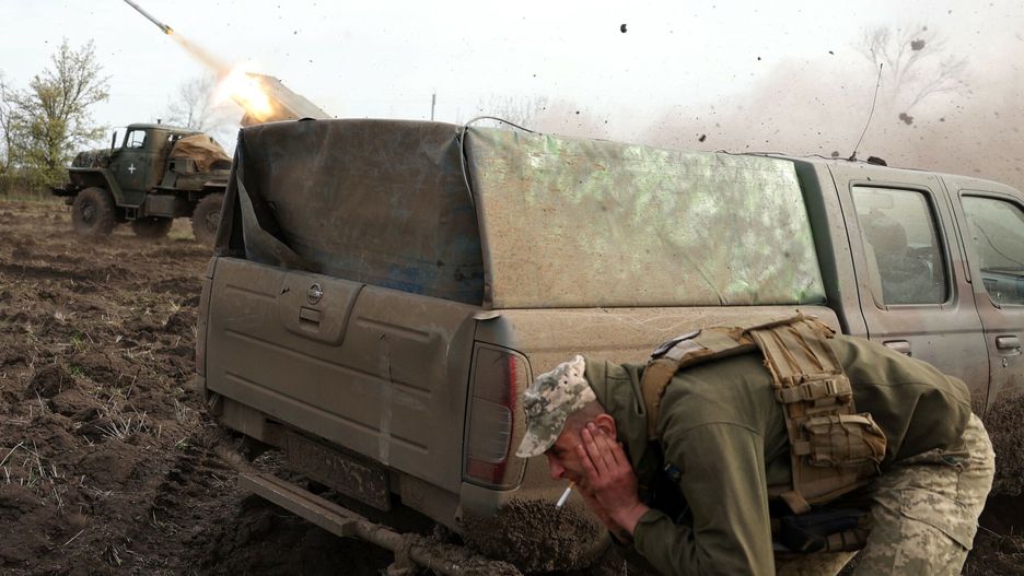 Temporary
Artillerymen of the Ukrainian 80th separate airborne assault brigade fire from a BM-21 Grad multiple rocket launcher towards Russian positions on the front line near Bakhmut in the Donetsk region, on April 18, 2023, amid the Russian invasion of Ukraine. (Photo by Anatolii Stepanov / AFP)
ANATOLII STEPANOV