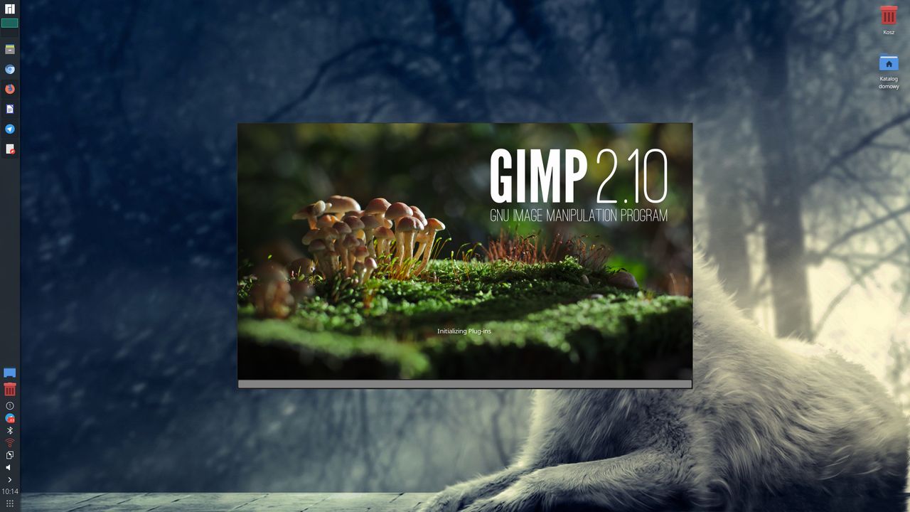 GIMP 2.10 z nowym splashem: bardzo ładne grzybki