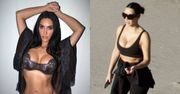 Instagram vs. rzeczywistość. Kim Kardashian sfotografowana na treningu w plenerze. Petarda? (FOTO)