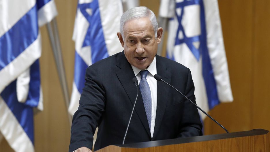 Inaugural event of the Abraham Accords Caucus in the Knesset
epa09518874 former Israeli Prime minister  Benjamin Netanyahu , delivers a speech during the inaugural event of the Abraham Accords Caucus in the Knesset, in Jerusalem, 11 October 2021.  EPA/ATEF SAFADI 
Dostawca: PAP/EPA.
ATEF SAFADI
