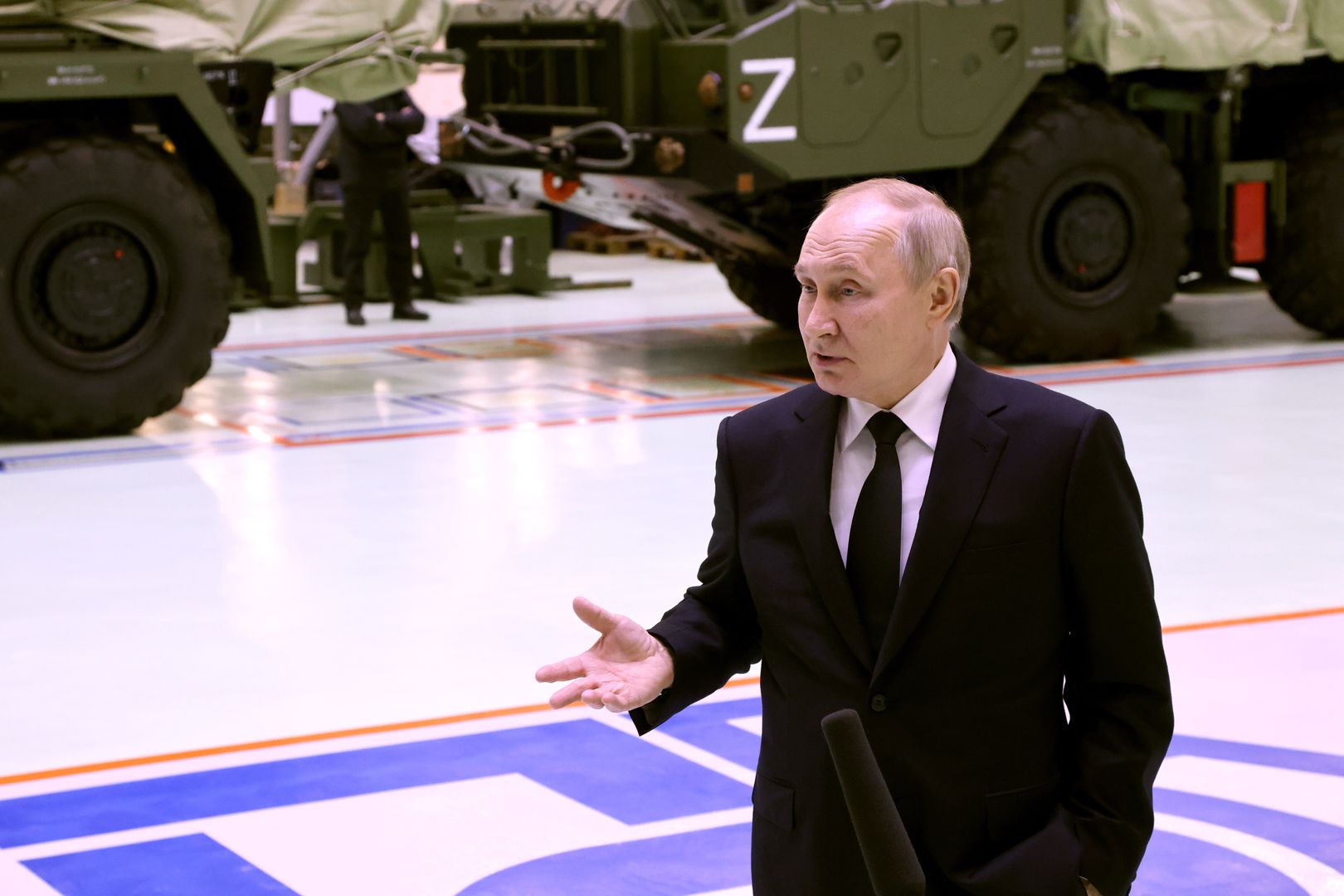 Putin Visits Saint PetersburgSAINT PETERSBURG, RUSSIA - JANUARY 18: (RUSSIA OUT) Russian President Vladimir Putin speaks as he meets with workers at the Obukhov State Plant, January 18, 2023 in Saint Petersburg, Russia.  (Photo by Contributor/Getty Images)Contributor