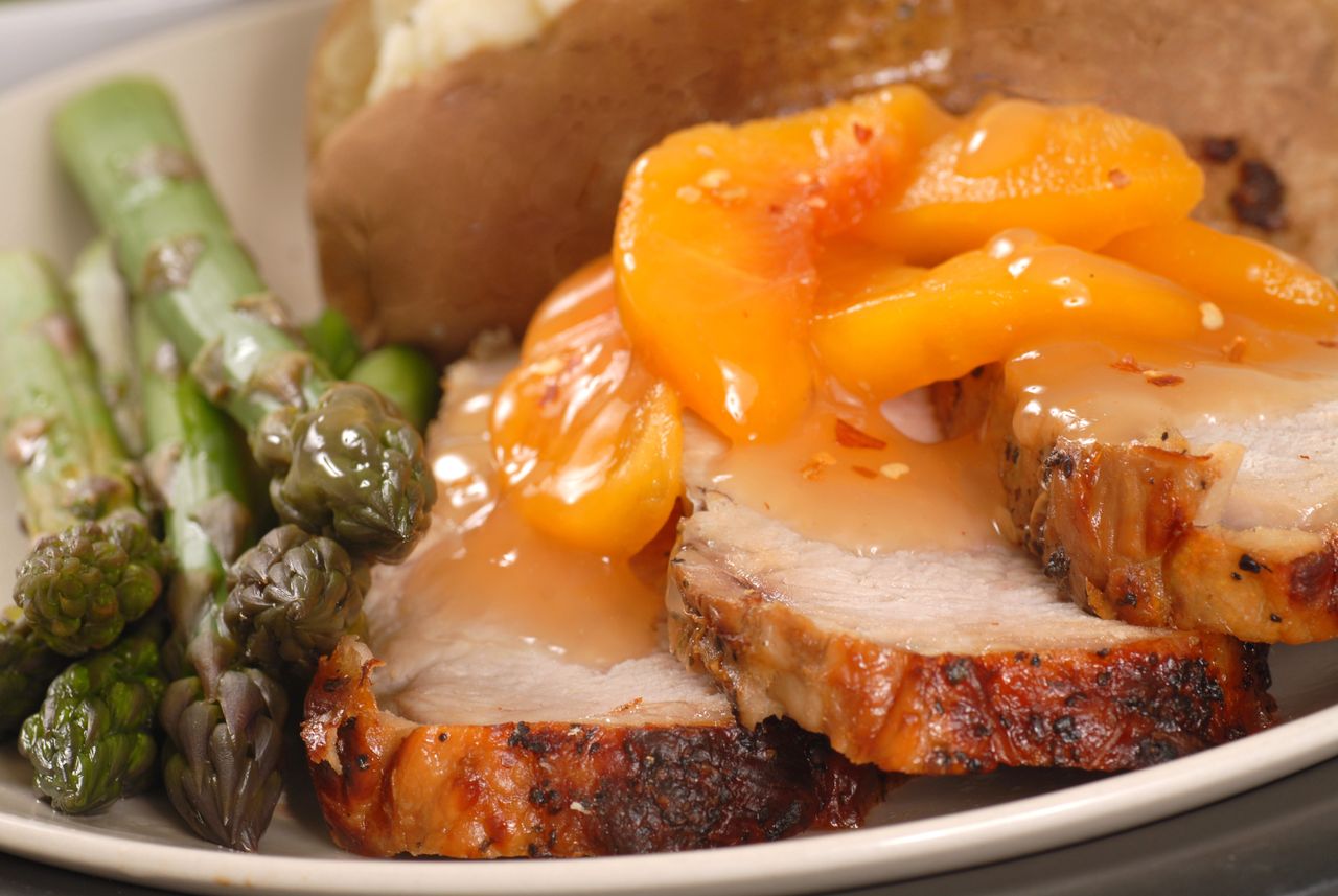 Pork loin in fruit glaze